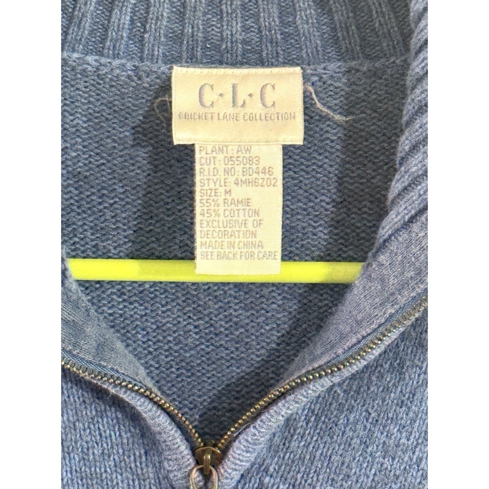 VTG Cricket Lane Collection Aztec  1/4 Zip Blue Sweater  Cotton Blend Size Med. - Picture 3 of 7